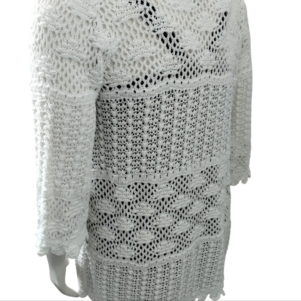 Chico's Women's XL Crochet Open Knit Cottagecore Romantic Grannycore Cardigan - Picture 3 of 9